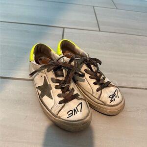 Golden Goose White and Brown Star Sneakers